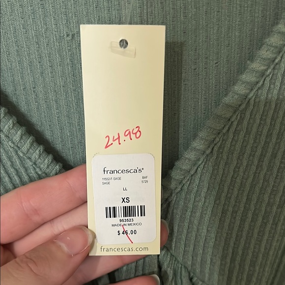 Francesca's Collections Sage Ribbed Top - Picture 2 of 3